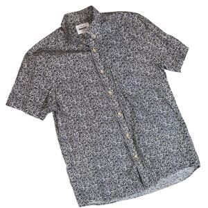 Barkers (New Zealand) Men's Black White Floral Short Sleeve Buttoned Shirt Large